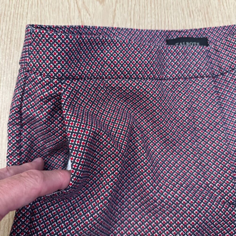 Talbots Heritage Diamond Geometric Print Straight-Leg Dress Pants 12 Red Blue - Picture 10 of 15